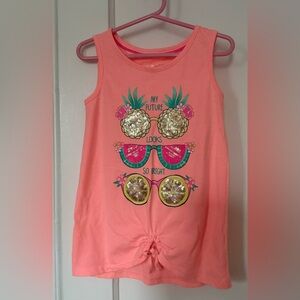Cynthia Rowley Pink Tank Top with Sequin Pineapple Design